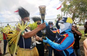 Api PON XX Papua Diarak Pasukan Kirab Keliling Kota Merauke