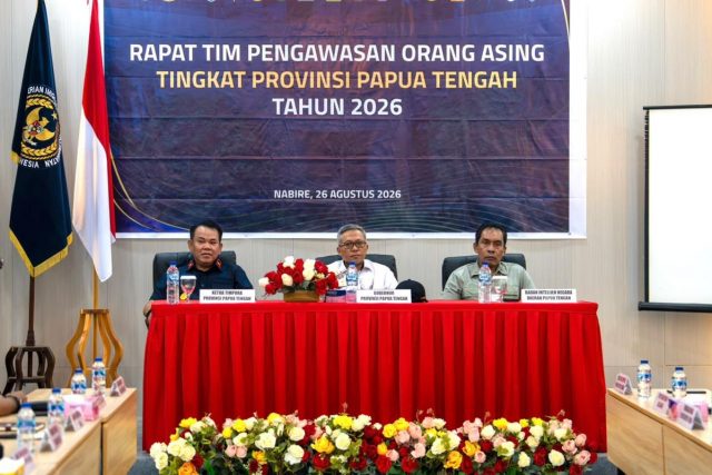 Rapat Tim Pengawasan Orang Asing (Tim PORA) Tingkat Provinsi Papua Tengah Tahun 2026 di Nabire, Rabu, 26 Agustus 2026. (Foto: Humas PPT)